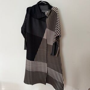 Issey Miyake Black and Gray Dress Cardigan